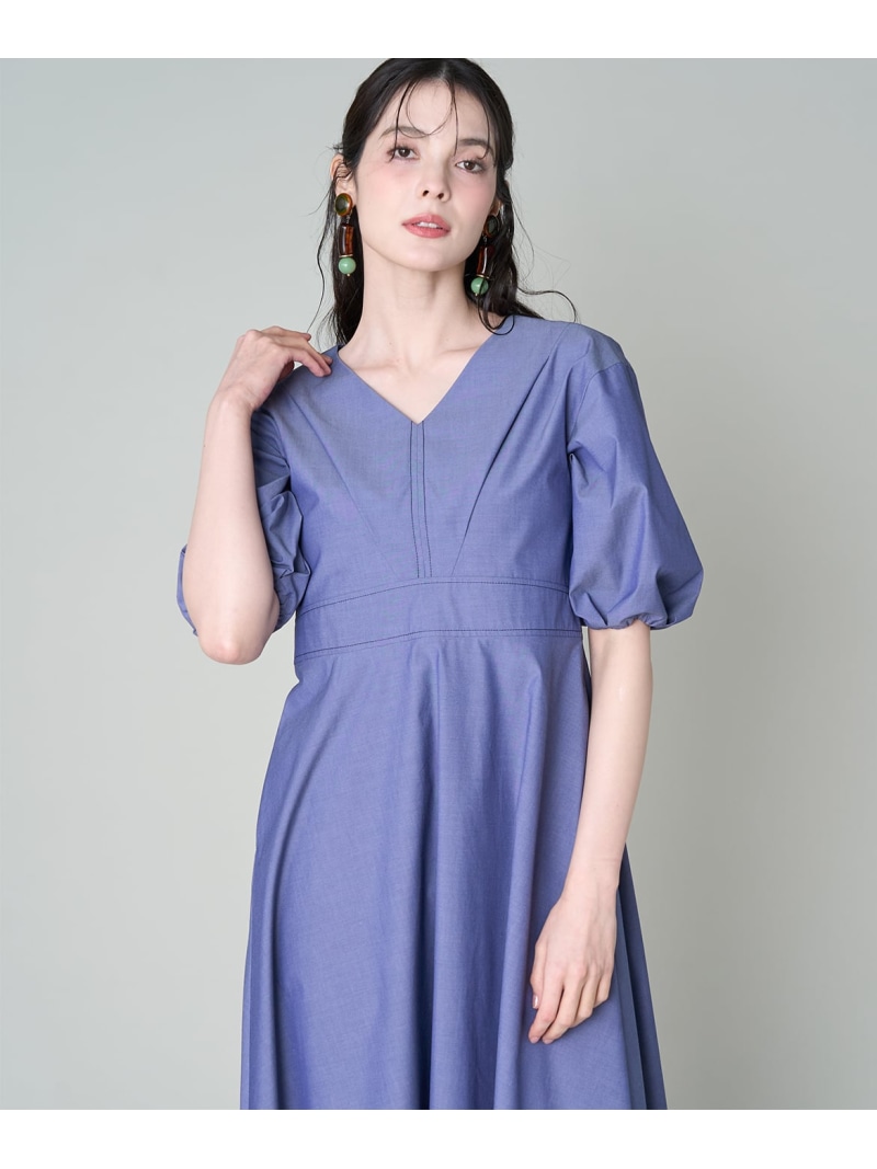 【SALE／10%OFF】《馬鹿でかい大きさ》Vネックフレアワンピース Maglie par ef-de マーリエ ル テープ 衣装・御召しもの 衣装 青み【RBA_E】【貨物輸送無料】[ Fashion]