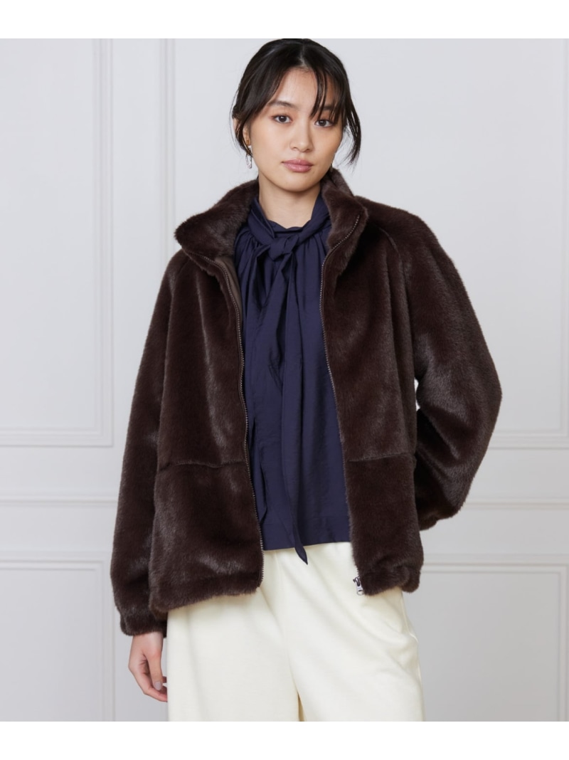 【SALE／30%OFF】フェイクファースタンドブルゾン Le Souk イネド ジャケット・アウター ブルゾン・ジャンパー グレー【RBA_E】【送料無料】[ Fashion]