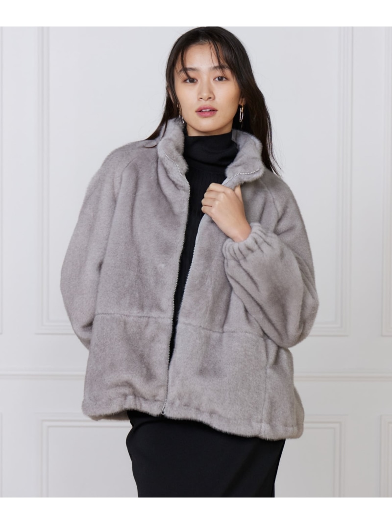【SALE／40%OFF】《大きいサイズ》フェイクファースタンドブルゾン Le Souk イネド ジャケット・アウター ブルゾン・ジャンパー グレー【RBA_E】【送料無料】[ Fashion]