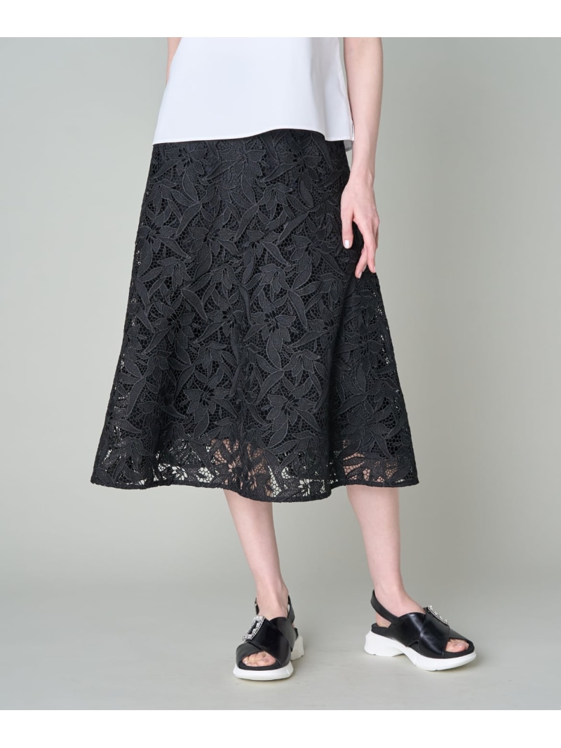 【SALE／45%OFF】《プラスサイズ》フラワーレース柄スカート《M Maglie le cassetto》 Maglie par ef-de マーリエ ル カセット スカート その他のスカート ブラック【RBA_E】【送料無料】[ Fashion]｜INED／イネド