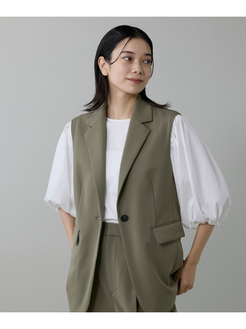 【SALE／50%OFF】《大きいサイズ》パフスリーブカットソー INED イネド トップス カットソー・Tシャツ ホワイト ブラック カーキグリーン【RBA_E】【送料無料】[ Fashion]