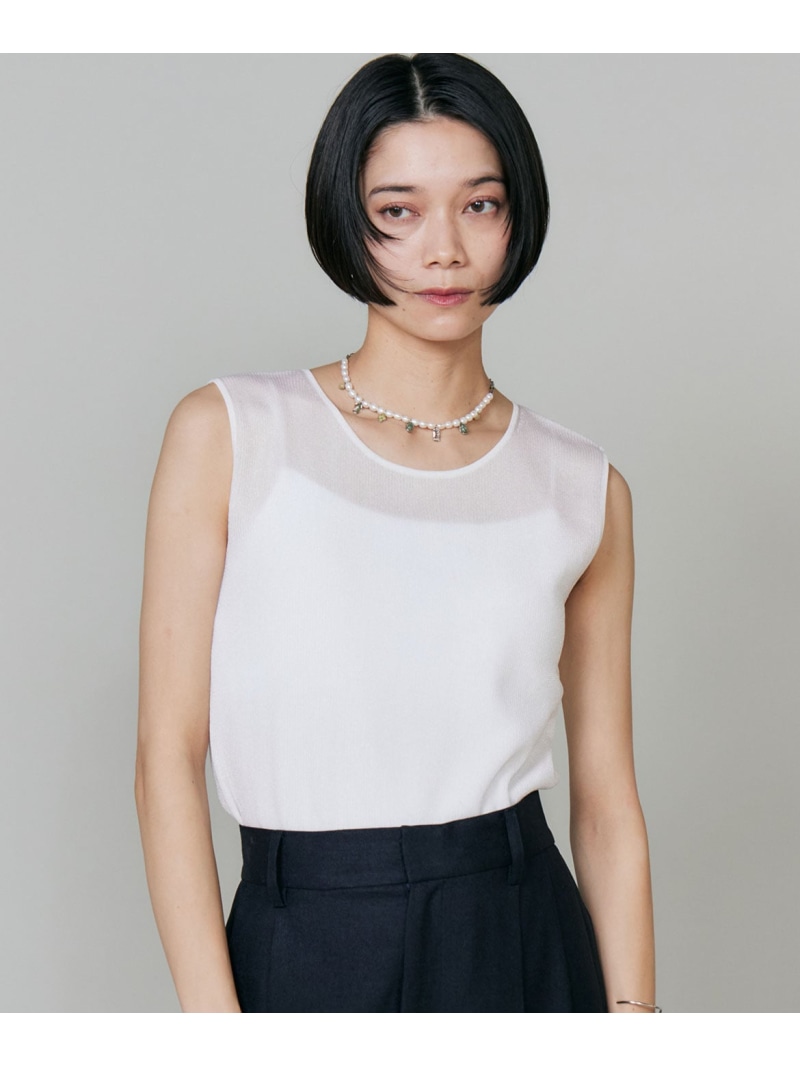 《大層らしい大きさ》リブタンクトップニット INED イネド トップス ノースリーブ・貯蔵タンクとっ始め 緑であること 白いこと【貨物輸送無料】[ Fashion]