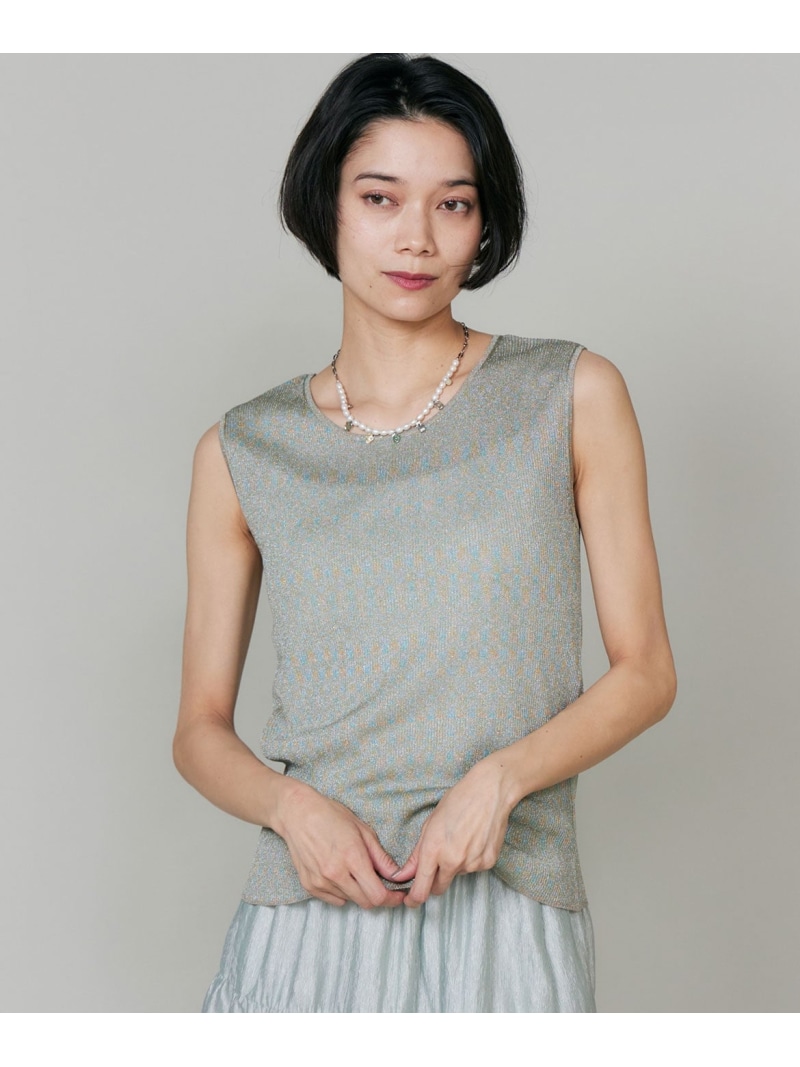 リブタンクトップニット INED イネド トップス 余分の物のトップス 白いこと 緑であること【貨物輸送無料】[ Fashion]