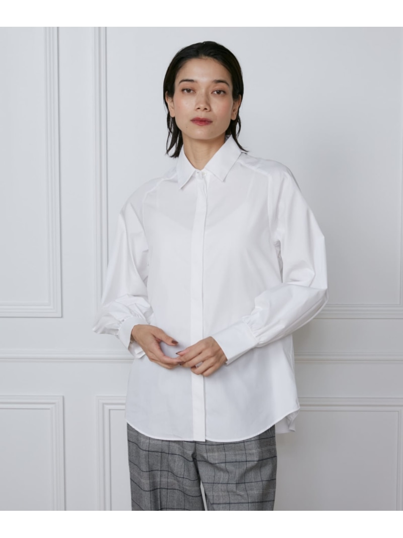 【SALE／50%OFF】《大きいサイズ》ハンマースリーブブラウス INED イネド トップス シャツ・ブラウス ホワイト【RBA_E】【送料無料】[ Fashion]｜INED／イネド