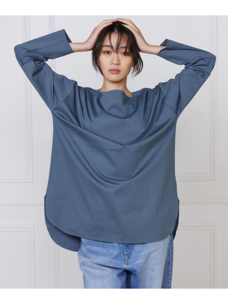【SALE／31%OFF】コットンポンチラウンドテールロングカットソー I.T.\u0027S. international イッツインターナショナル トップス カットソー・ティーシャツ 白いこと 青色【RBA_E】【貨物輸送無料】[ Fashion] Tシャツ・カットソー-トップス