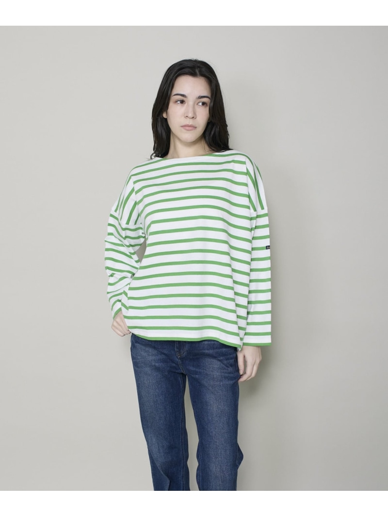 【SALE／10%OFF】ボートネックカットソー PETIT COPAIN《Le minor》 INED イネド トップス カットソー・ティーシャツ サクラ色 緑であること 青碧【RBA_E】【貨物輸送無料】[ Fashion]