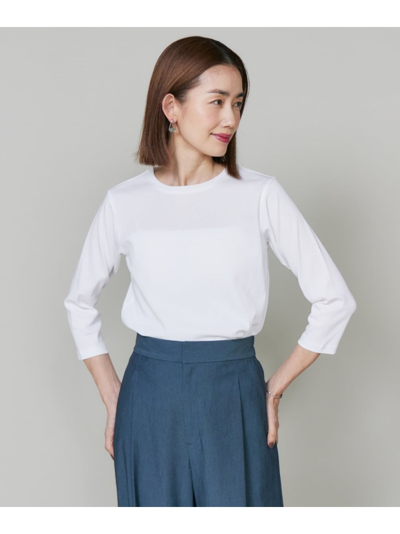 【SALE／10%OFF】7分袖プルオーバー《日本製》 7-IDconcept. セブンアイディコンセプト トップス カットソー・プルオーバー 黒いこと 白いこと【RBA_E】【貨物輸送無料】[ Fashion]