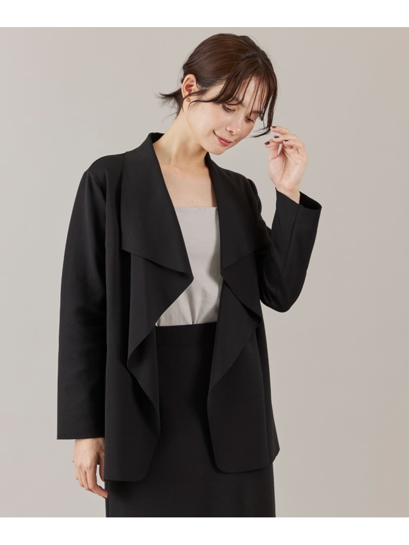 【SALE／20%OFF】ダンボールニットロングジャケット ef-de Black イネド ジャケット・アウター その他のジャケット・アウター ブラック ベージュ【RBA_E】【送料無料】[ Fashion]