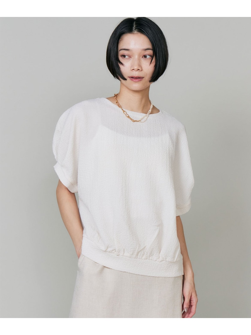 【SALE／10%OFF】裾ギャザードルマンスリーブカットソー INED イネド トップス カットソー・ティーシャツ 黒いこと 白いこと【RBA_E】【貨物輸送無料】[ Fashion]