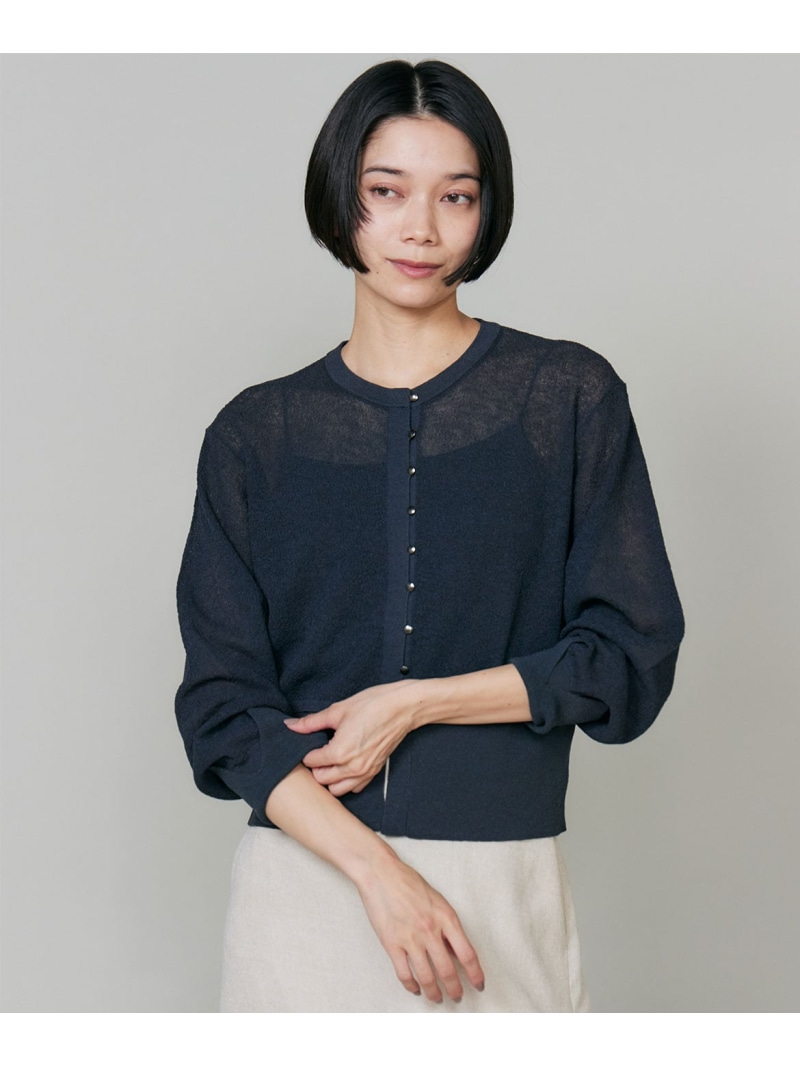【SALE／25%OFF】《大きいサイズ》デニット風カーディガン INED イネド トップス カーディガン ブルー ベージュ グレー【RBA_E】【送料無料】[ Fashion]｜INED／イネド