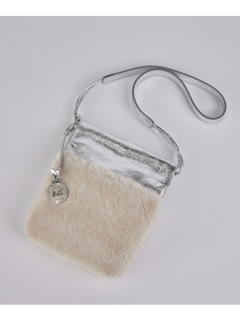 【SALE／30%OFF】ファーコンビショルダーバッグ《MARCO MASI》 FAVORITE SUKINAMONO イネド 御徒面子 ショルダーバッグ しろがね色【RBA_E】【貨物輸送無料】[ Fashion]