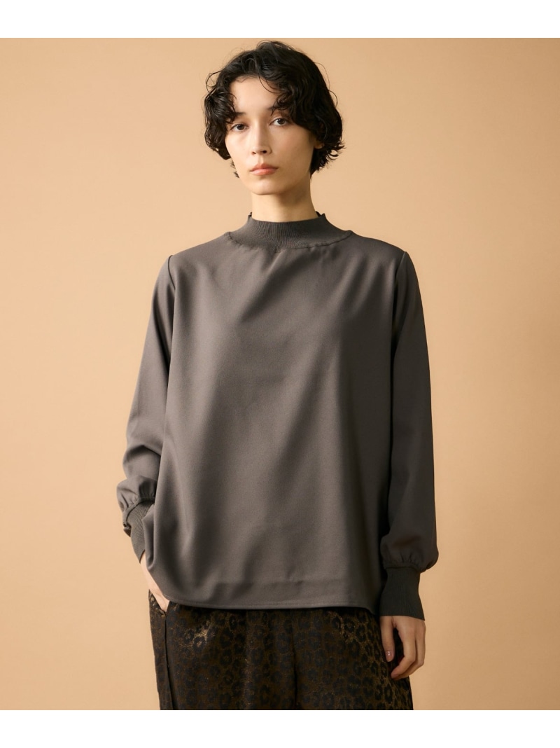 《大きいサイズ》リブボトルネックプルオーバー Le Souk イネド トップス カットソー・Tシャツ ホワイト ブラック グレー【送料無料】[ Fashion]