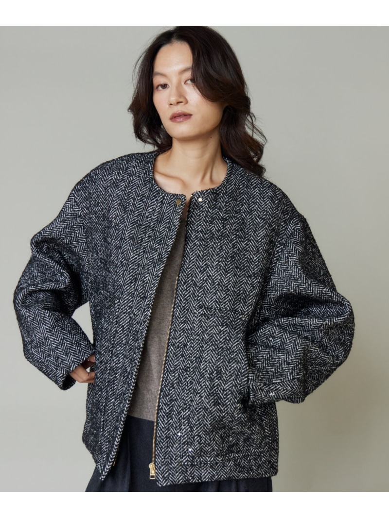 ノーカラーブルゾン la veille by SUPERIOR CLOSET イネド ジャケット・アウター ブルゾン・ジャンパー【送料無料】[ Fashion]