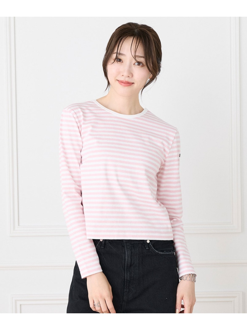 【SALE／10%OFF】ルミノア ボーダーカットソー MADEMOISELLE《Le minor》 INED イネド トップス カットソー・ティーシャツ さくら色【RBA_E】【貨物輸送無料】[ Fashion]