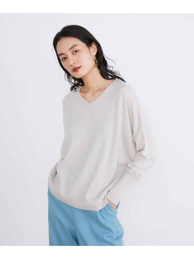 【SALE／60%OFF】《大きいサイズ》Vネックスポンディッシュニット INED イネド トップス ニット オレンジ ホワイト ブラウン ネイビー【RBA_E】【送料無料】[ Fashion]｜INED／イネド