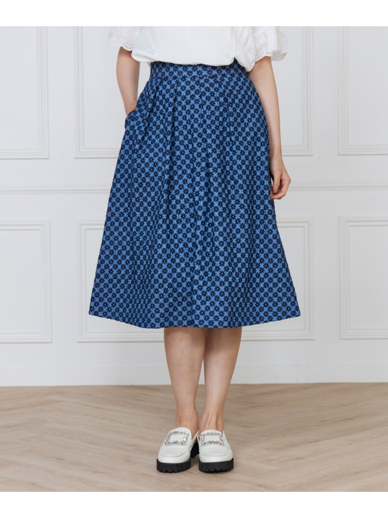 【SALE／40%OFF】《大きいサイズ》フラワー刺繍デニムスカート《M Maglie le cassetto》 Maglie par ef-de マーリエ ル カセット スカート その他のスカート ブルー【RBA_E】【送料無料】[ Fashion]