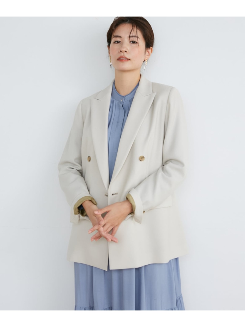 定番ダブルブレストジャケット INED イネド ジャケット・アウター テーラードジャケット・ブレザー ネイビー グレー【送料無料】[ Fashion]｜INED／イネド
