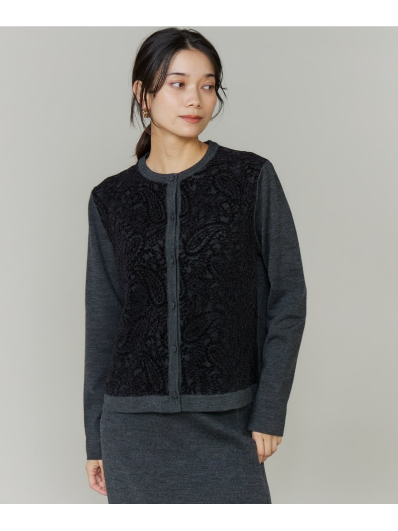 【SALE／30%OFF】レースカーディガン INED イネド トップス カーディガン ブラック グレー【RBA_E】【送料無料】[ Fashion]