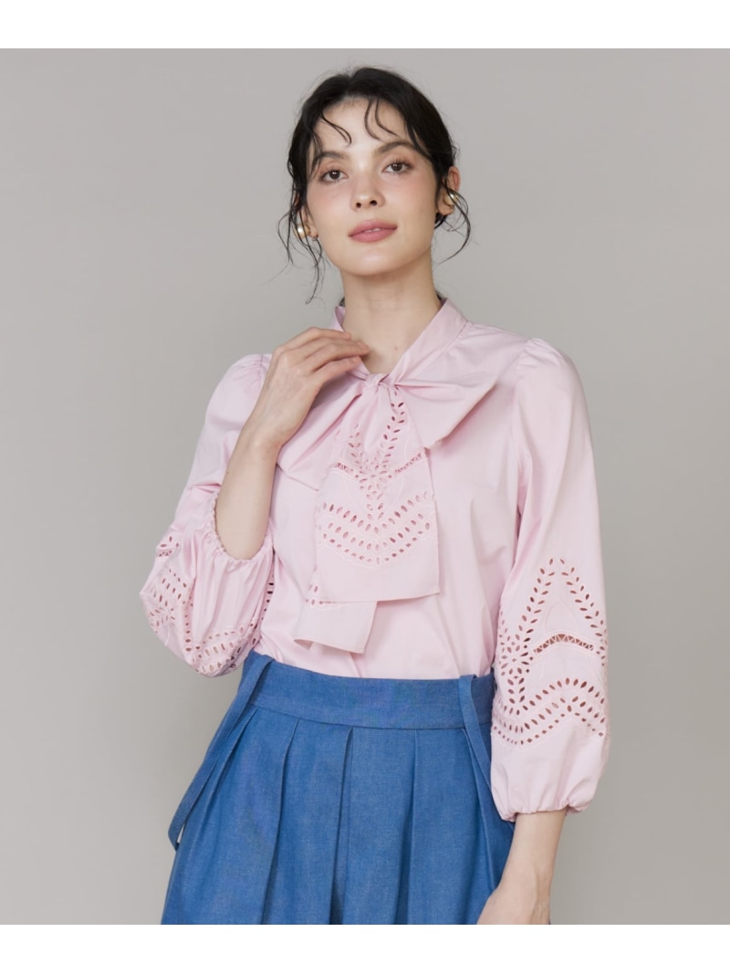 【SALE／10%OFF】《大きいサイズ》ボーラーレースブラウス Maglie par ef-de マーリエ ル カセット トップス シャツ・ブラウス ピンク【RBA_E】【送料無料】[ Fashion]