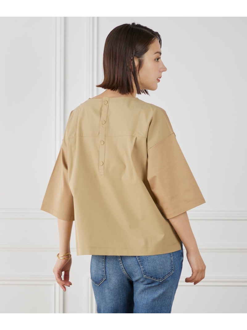 【SALE／40%OFF】《大きいサイズ》布帛コンビネーションTシャツ 7-IDconcept. セブンアイディコンセプト トップス カットソー・Tシャツ ブラック ホワイト ブラウン【RBA_E】【送料無料】[ Fashion]｜INED／イネド 7,979円