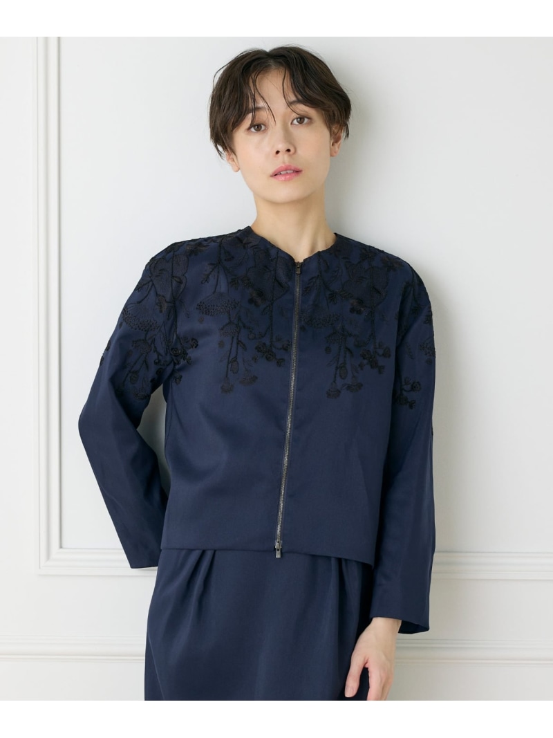 【SALE／10%OFF】フロントジップブルゾン《la veille by SUPERIOR CLOSET》 INED イネド ジャケット・アウター ブルゾン・ジャンパー ネイビー ホワイト【RBA_E】【送料無料】[ Fashion]
