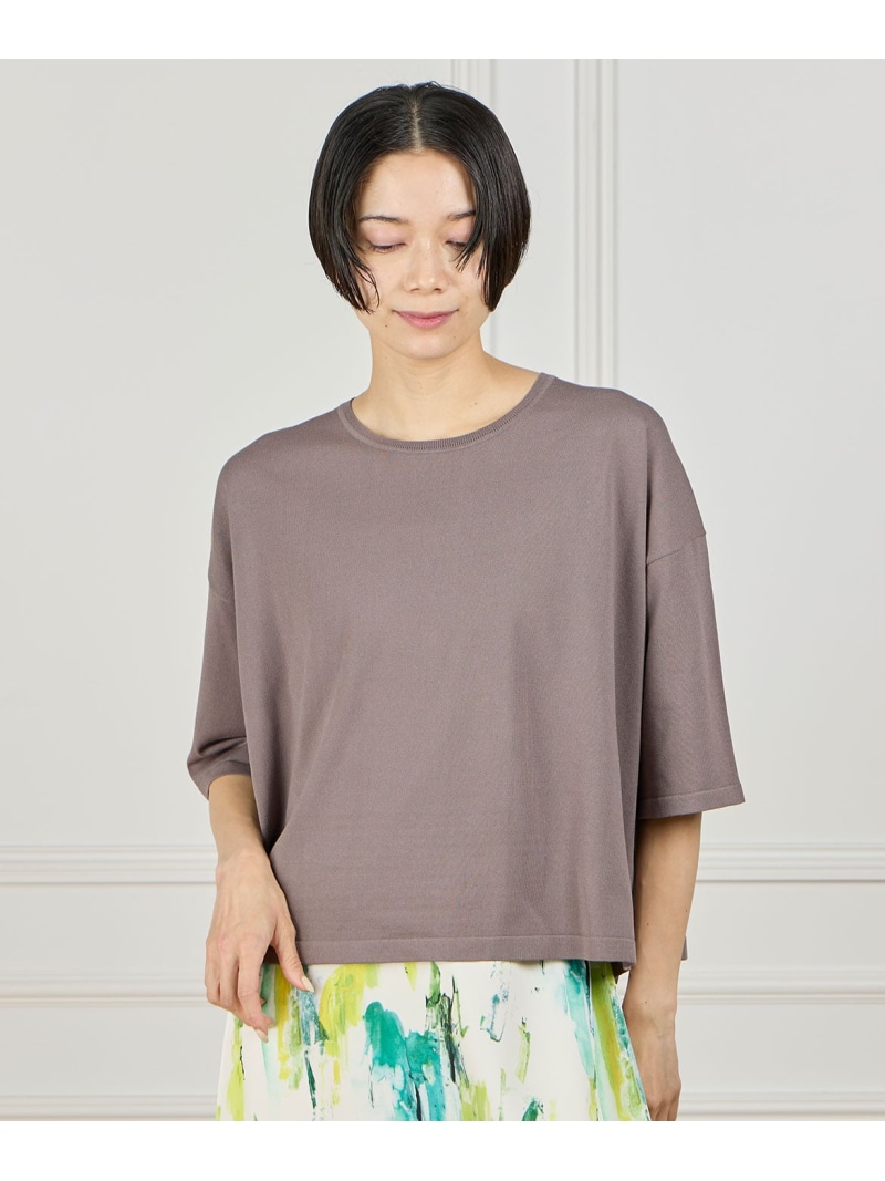 【SALE／10%OFF】《途轍も無い大いさ》ティーシャツ風炎節編み物 INED イネド トップス 編み物 薄墨色 青色 サクラ色 白いこと【RBA_E】【貨物輸送無料】[ Fashion] ニット・セーター-セーター