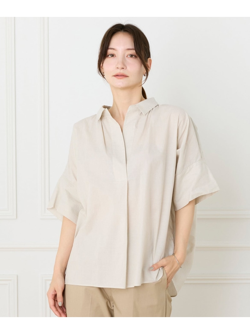 【SALE／10%OFF】オーバーサイズスキッパーシャツ I.T.\u0027S. international イッツインターナショナル トップス プルオーバー・トップ 米国海軍 白いこと 薄墨色 ベージュ 青色【RBA_E】【貨物輸送無料】[ Fashion]