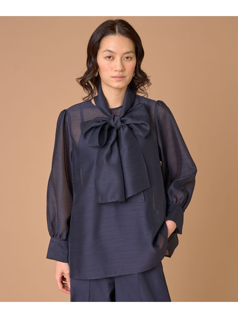 【SALE／10%OFF】2WAYボウタイブラウス INED イネド トップス シャツ・ブラウス ホワイト ネイビー【RBA_E】【送料無料】[ Fashion]
