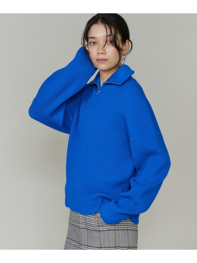 【SALE／20%OFF】ハーフジッププルオーバーニット INED イネド トップス ニット ホワイト ブラック ブルー グレー【RBA_E】【送料無料】[ Fashion]