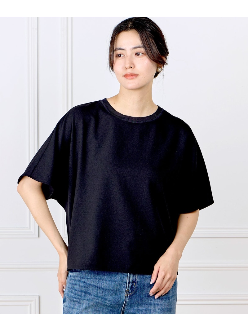 【SALE／25%OFF】《大きいサイズ》ジョーゼットドルマンスリーブカットソー《吸水速乾》 INED イネド トップス カットソー・Tシャツ ブラック ブルー ホワイト【RBA_E】【送料無料】[ Fashion]｜INED／イネド