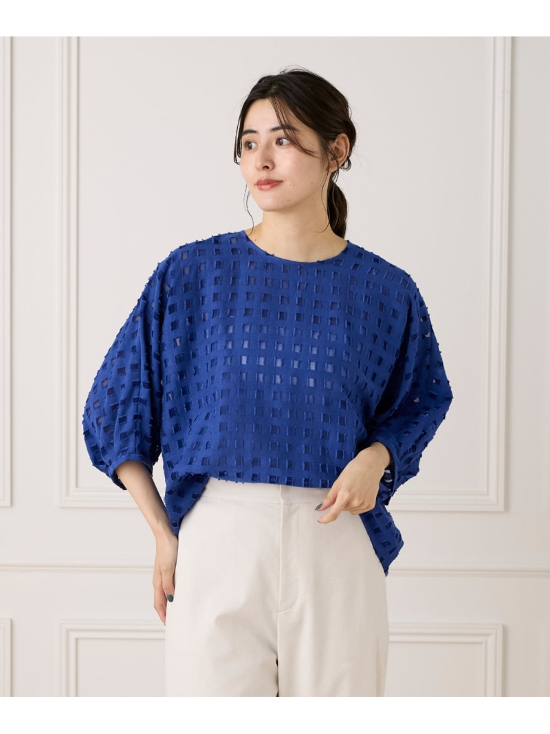 【SALE／40%OFF】ジャカードブラウス 7-IDconcept. セブンアイディコンセプト トップス シャツ・ブラウス ブラック ブルー【RBA_E】【送料無料】[ Fashion]