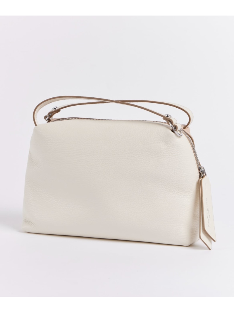 ALIFA M バイカラーミニレザーバッグ《GIANNI CHIARINI》 FAVORITE SUKINAMONO イネド バッグ ハンドバッグ ホワイト【送料無料】[ Fashion]