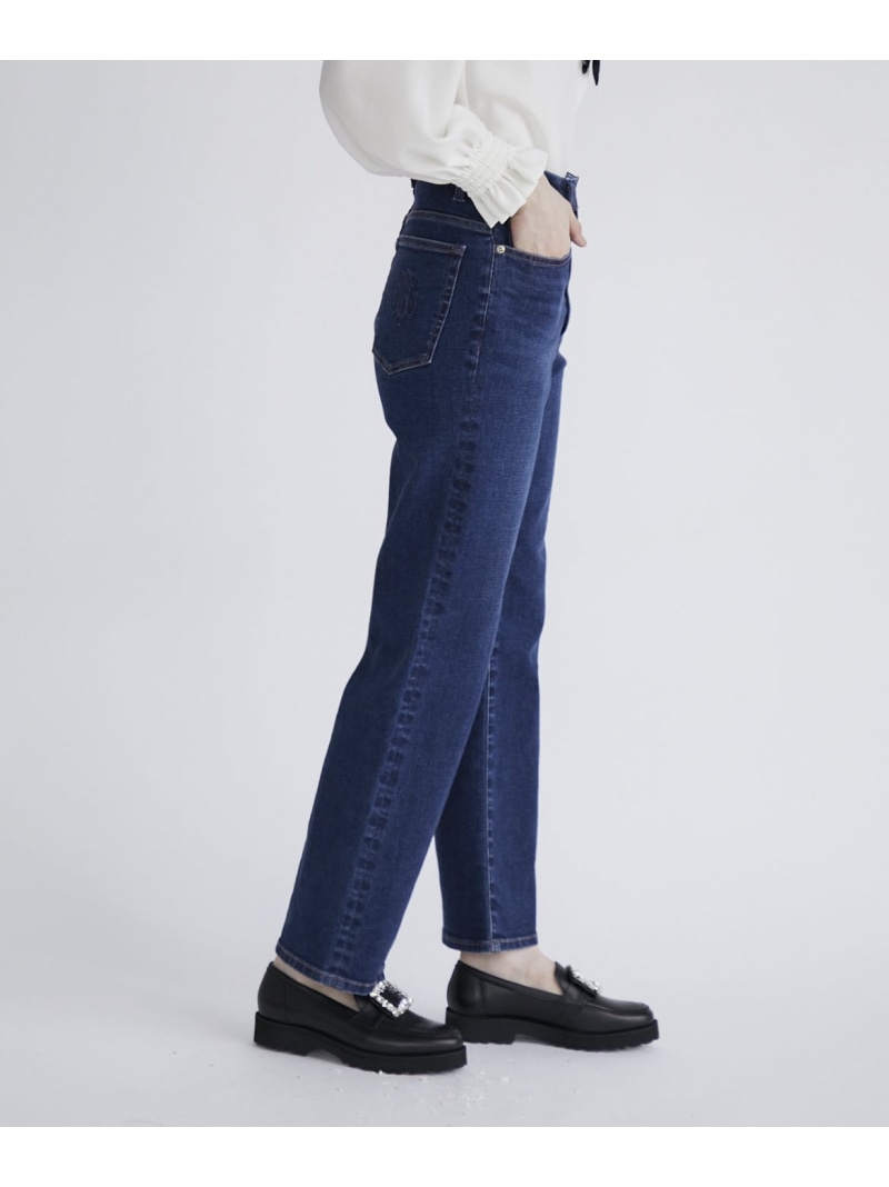 《Maglie Jeans》ハイウエストセミワイドジーンズ Maglie par ef-de マーリエ ル カセット パンツ ジーンズ・デニムパンツ ブルー ブラック【送料無料】[ Fashion]｜INED／イネド