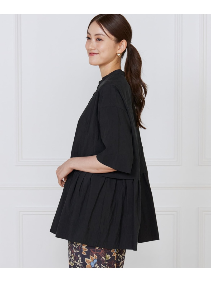【SALE／45%OFF】《大きいサイズ》ティアードブラウス Le Souk イネド トップス シャツ・ブラウス ブラック ベージュ【RBA_E】【送料無料】[ Fashion]