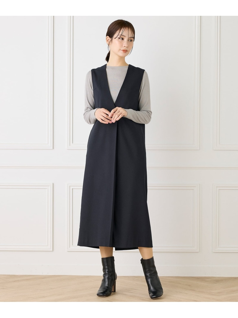 【SALE／40%OFF】《大きいサイズ》コクーンワンピース INED イネド ワンピース・ドレス ワンピース グレー ネイビー【RBA_E】【送料無料】[ Fashion]