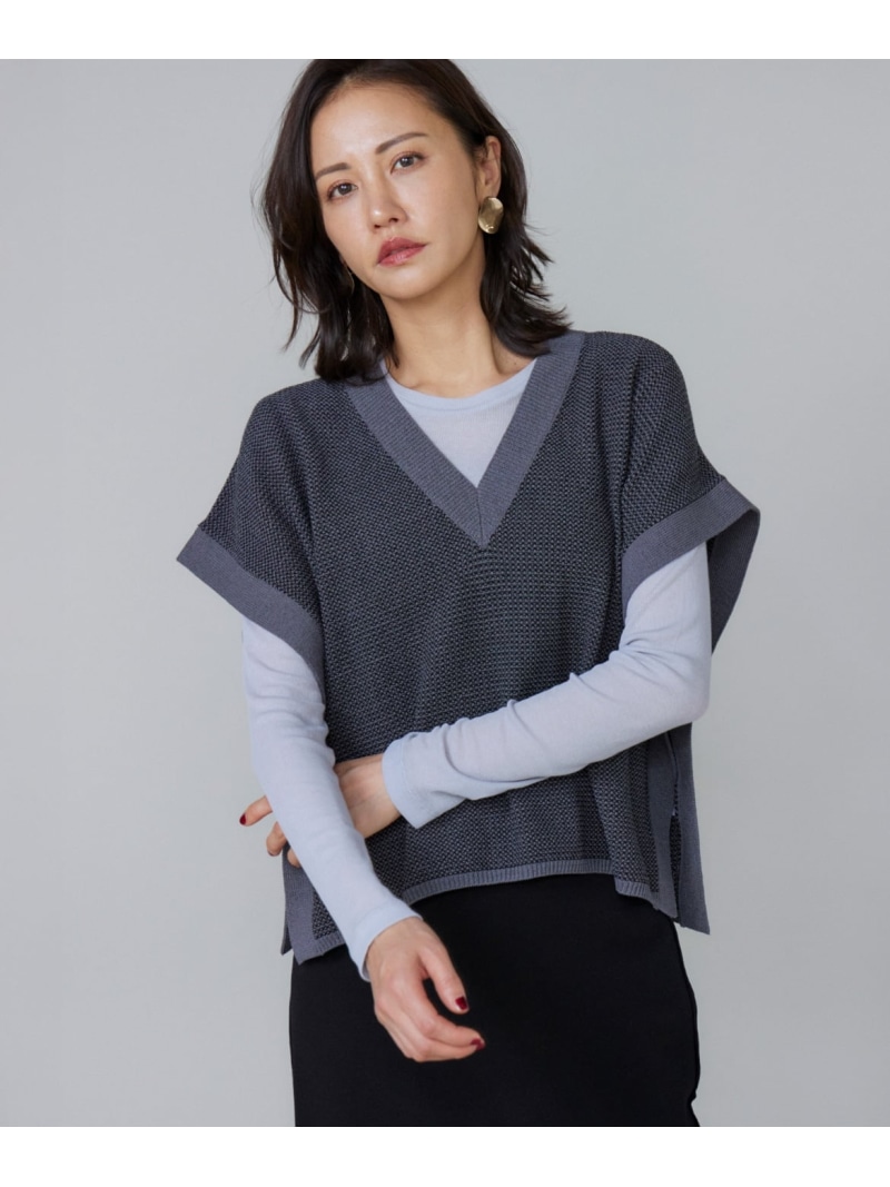 【SALE／45%OFF】ニットベスト Le Souk イネド トップス ベスト・ジレ グレー ホワイト【RBA_E】【送料無料】[ Fashion]