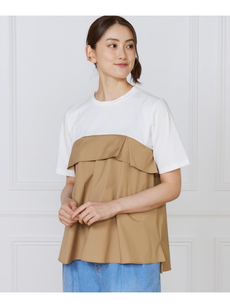 【SALE／10%OFF】《途轍も無い大いさ》ビスチェ風二人組 ティーシャツ トップス INED イネド トップス カットソー・ティーシャツ 白いこと ベージュ【RBA_E】【貨物輸送無料】[ Fashion] Tシャツ・カットソー-レディースファッション