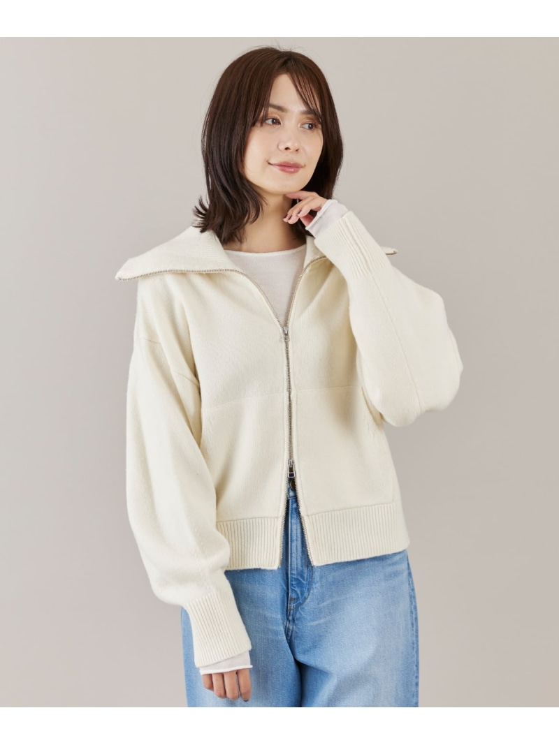 【SALE／40%OFF】ジップアップニットブルゾン I.T.'S. international イッツインターナショナル トップス ニット グレー ブラウン ホワイト【RBA_E】【送料無料】[ Fashion]｜INED／イネド