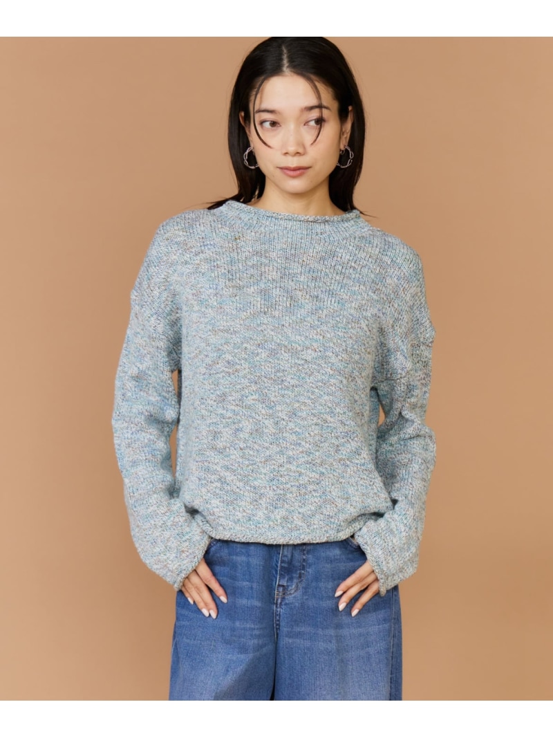 ロールネックプルオーバーニット INED イネド トップス ニット イエロー ブルー【送料無料】[ Fashion]