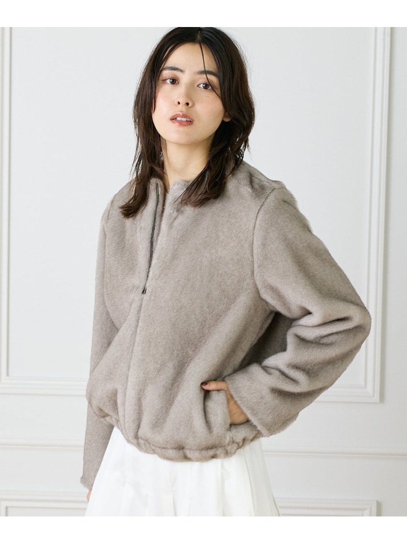 【SALE／40%OFF】《馬鹿でかい大きさ》エコファーブルゾン INED イネド ジャケット・アウター 上衣・前掛け 赤銅色 薄墨色【RBA_E】【貨物輸送無料】[ Fashion]
