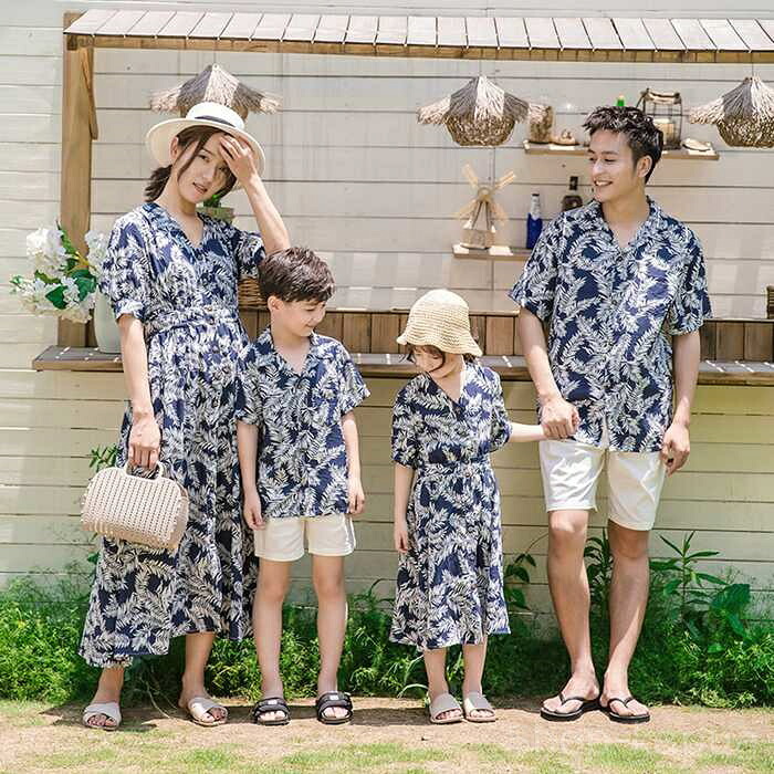 【送料無料】家族ペアルック 親子ペア 親子コーデ お揃い アロハシャツ 水着 親子ペア メンズ アロハシャツ コーデ 親子 ペアルック 親子
