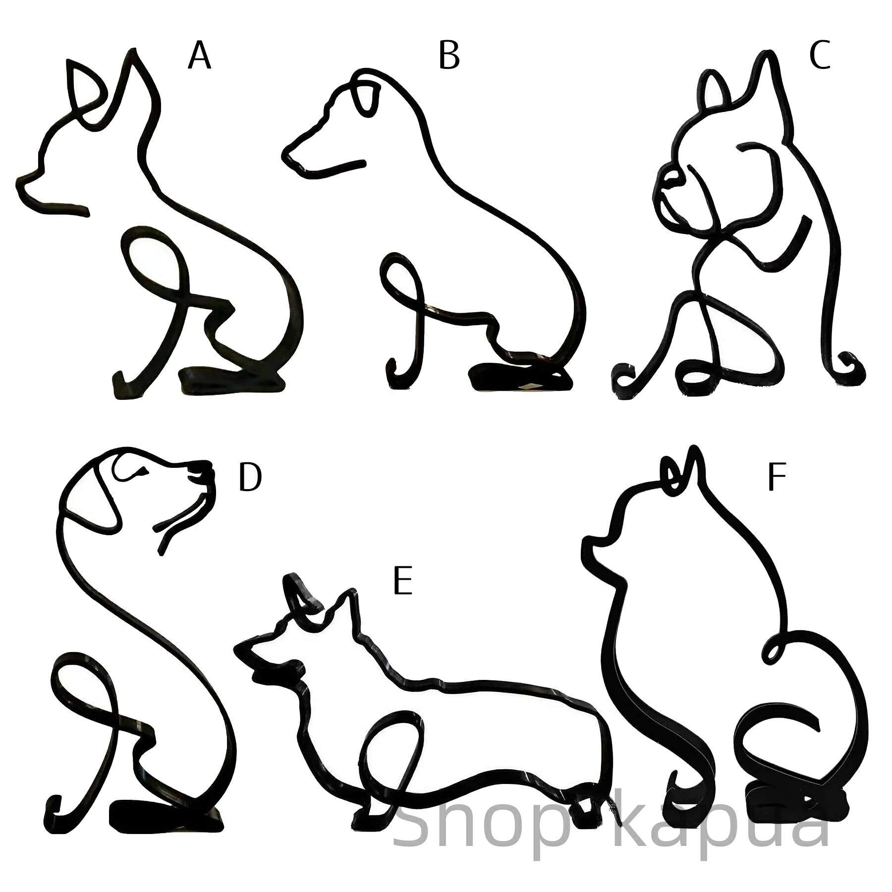 【送料無料】置物 犬のシルエット アート風 抽象的 金属製 Aタイプ Bタイプ Cタイプ Dタイプ Eタイプ Fタイプ