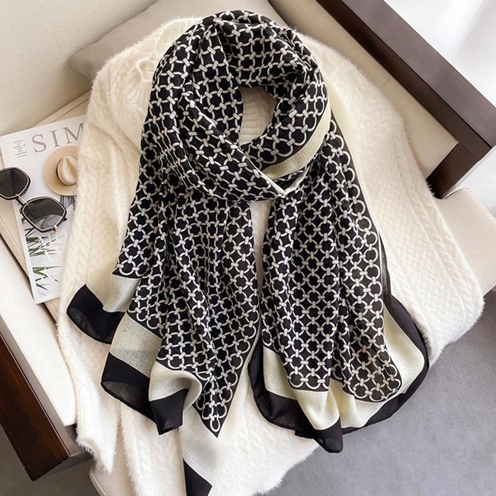 楽天市場】数量限定 ストール 春夏 レディース 黒 模様柄 幾何学模様