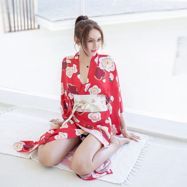 赤 ロング丈 セクシー着物ドレス 浴衣 コスプレ衣装 【3027】 5,940円