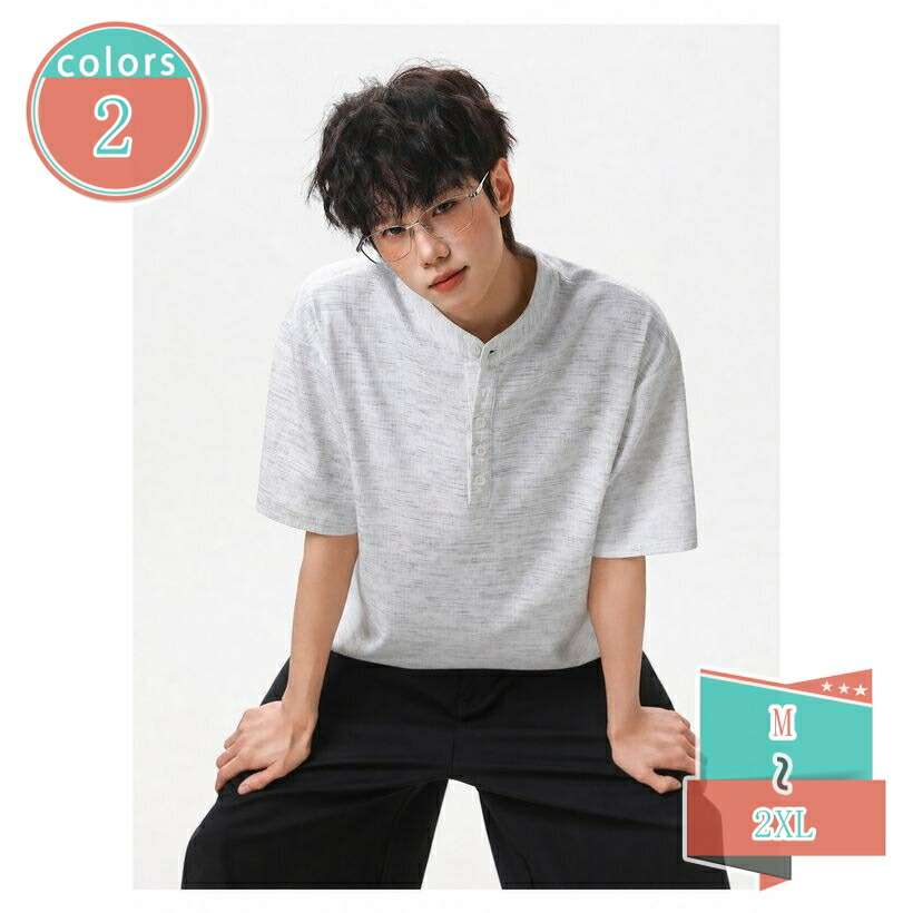 1000円OFFクーポン 半袖 Tシャツ ヘンリーネック メンズ 着痩せ おしゃれ ヴィンテージ風 ティーシャツ 柔らかい 涼しい ゆったりサイズ ストリート 春夏 デイリー 部屋着 20代 30代 shop-kosugi｜小杉拓嗣商店