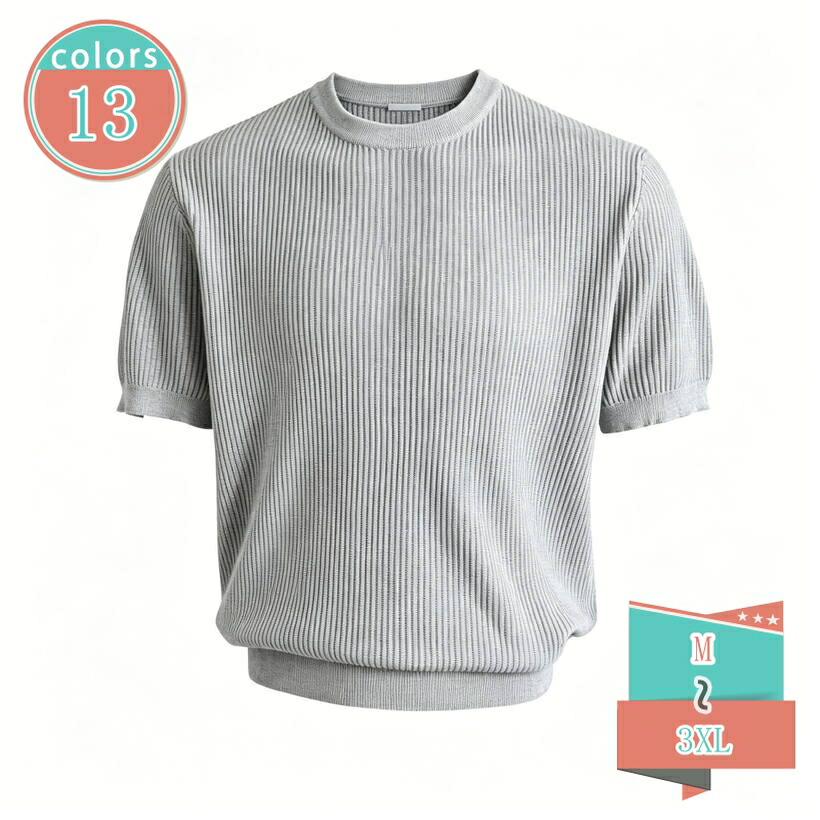 1000円OFFクーポン 半袖 ニット tシャツ メンズ 着痩せ 細見え リブセーター 立て襟 春夏 カットソー 涼しい 伸縮性 大人コーデ デイリー カジュアル トップス ゆったりサイズ お出かけ 旅行 オシャレ shop-kosugi|小杉拓嗣商店