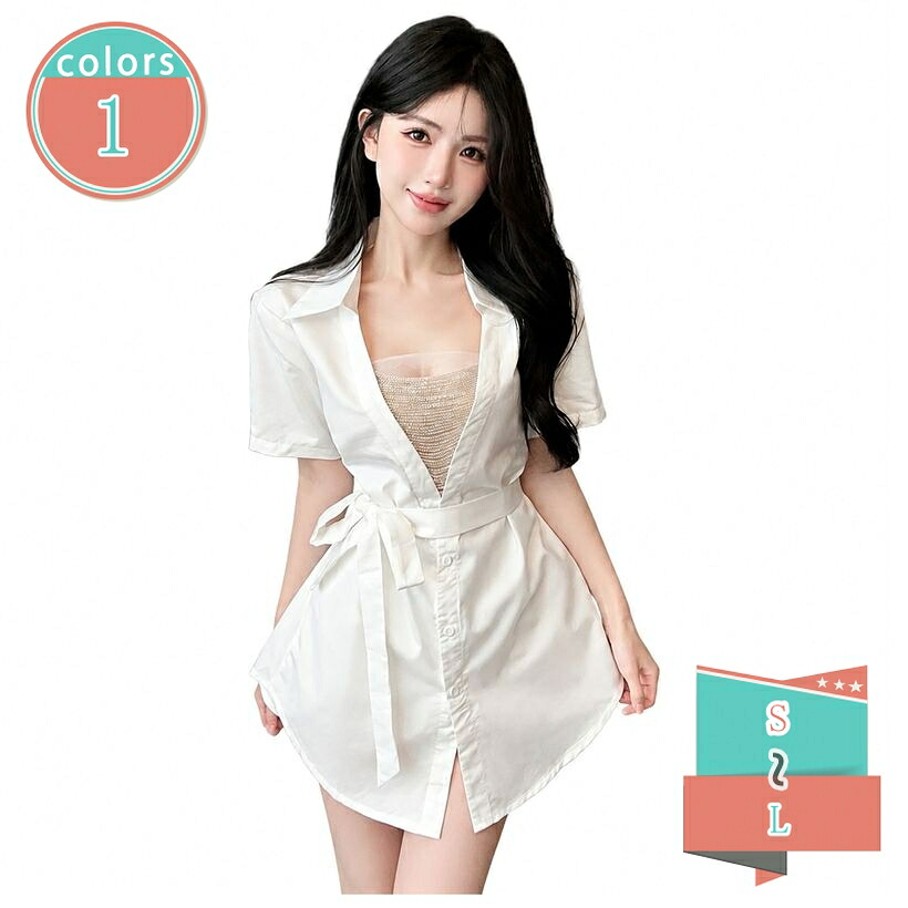 1000円OFFクーポン シャツ レディース 半袖 きれいめ ブラウス 夏服 チュニック ウエストリボン Ｖネック スタイルアップ 事務服 オフィス カジュアル セクシー 大人 可愛い 上品 法式 ゆったりサイズ 体型カバー shop-kosugi｜小杉拓嗣商店
