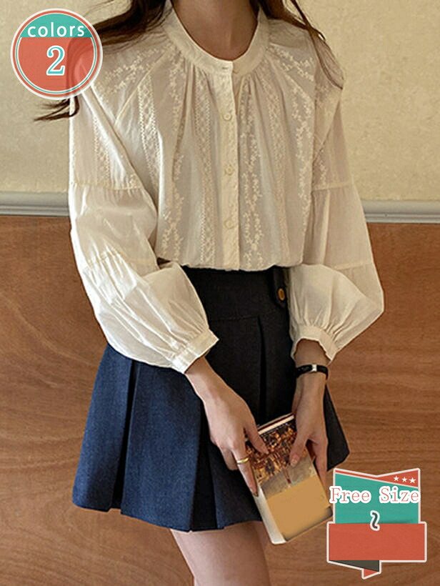 トップ レディース 長袖 刺しゅう 格好のいい 好いたらしいめ 白 花柄 歳月 トップス ティーシャツ パフ衣袂 袖音の大きさ 袖天然ゴム 労働者の一団のど首 カフスリンク 向こう正面名取り草 透け透け 透け感 無地 スピード競技 心地よい 女子らしい 高押し出し 晴れ晴れしい shop-kosugi シャツ・ブラウス-レディースファッション