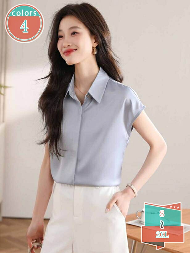 1000円OFFクーポン シャツ レディース ノースリーブ 無地 形態安定 おしゃれ 夏 事務服 春 シャツブラウス 白 半袖 トップス ポリエステル ブラウス しわになりにくい カジュアル かわいい ゆったり 襟付き 大人 普段着 秋上品 光沢感 吸湿 保湿 shop-kosugi｜小杉拓嗣商店
