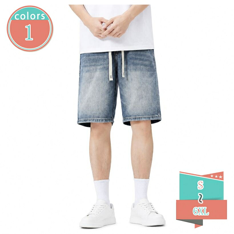 ショートパンツ メンズ 着痩せ見え デニム ハーフパンツ 短パン 半ズボン 五分丈 薄手 ウォッシュ加工 ボトムス レトロ カジュアル お出かけ 旅行 ゆったりサイズ shop-kosugi｜小杉拓嗣商店